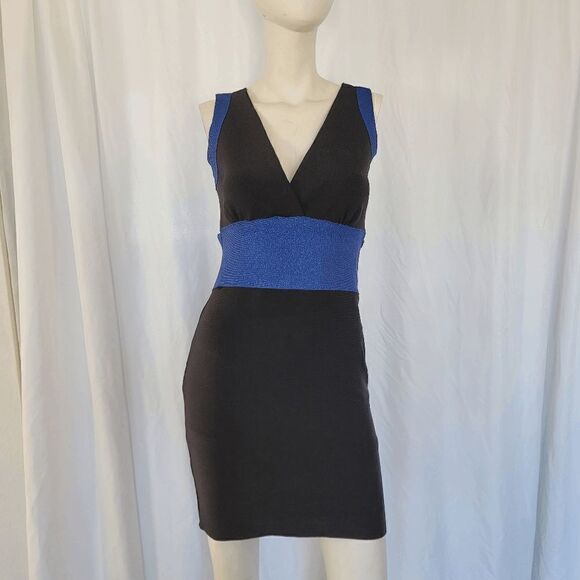 Fora metallic blue black bandage dress size L - Picture 6 of 7